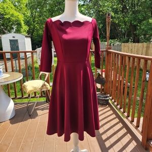 Missmay  Elegant A-Line Dress with Square Neck and 3/4 Sleeves M